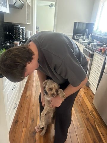 Mali with Callum in the kitchen