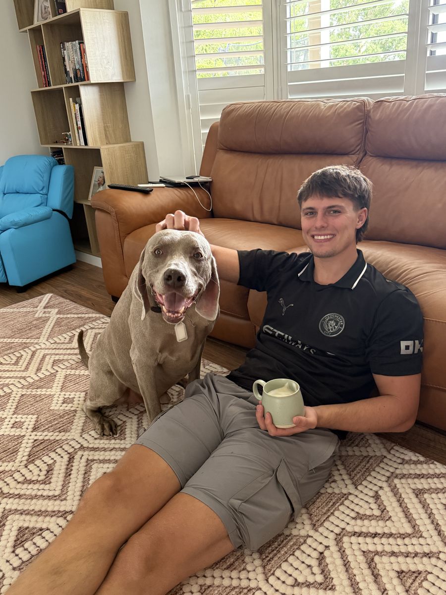 Zeus the Weimaraner with Callum